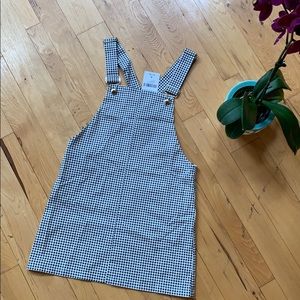 Forever 21 Overall Dress White/Black Gingham